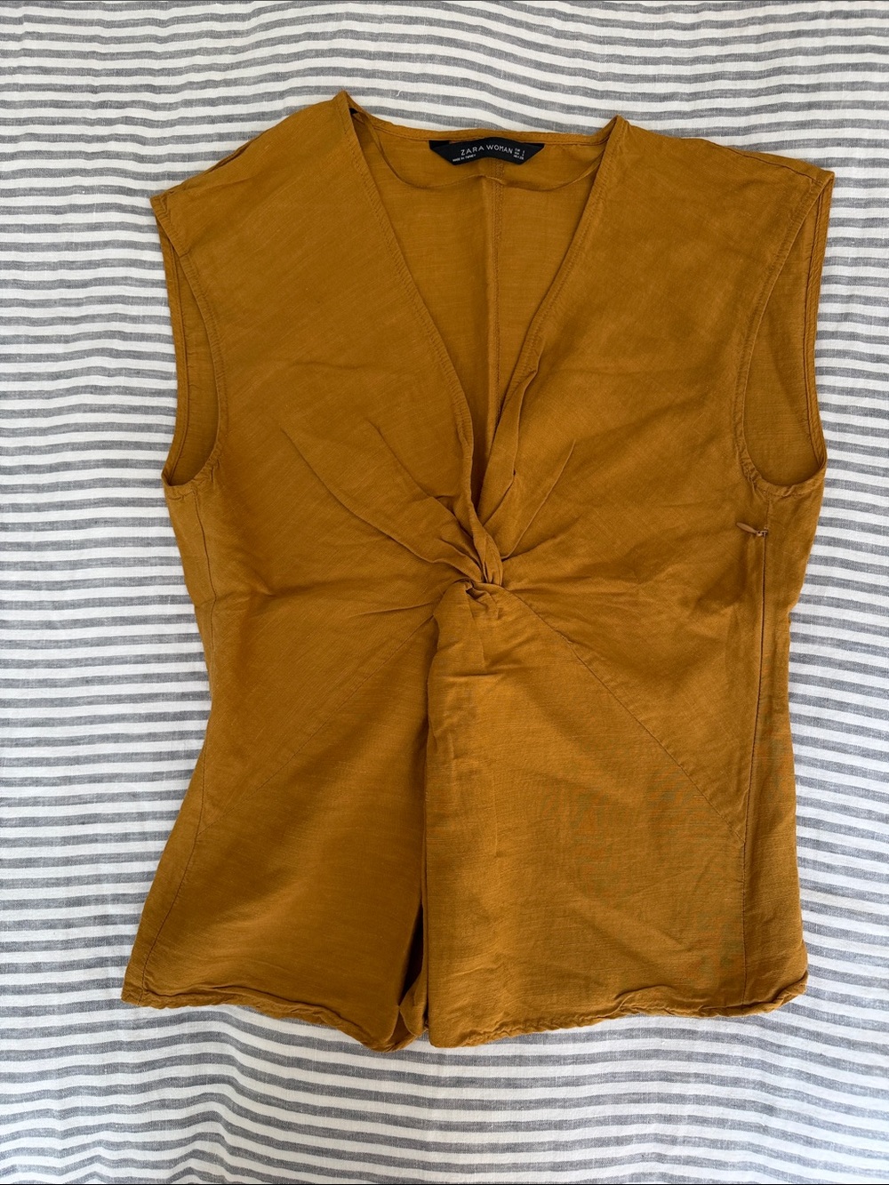 Zara Golden Mustard Twist-Front Sleeveless Camisole